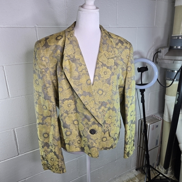 Vtg 80s Michi Moon for Sanyo floral boxy blazer jacket made in Japan - Picture 13 of 14